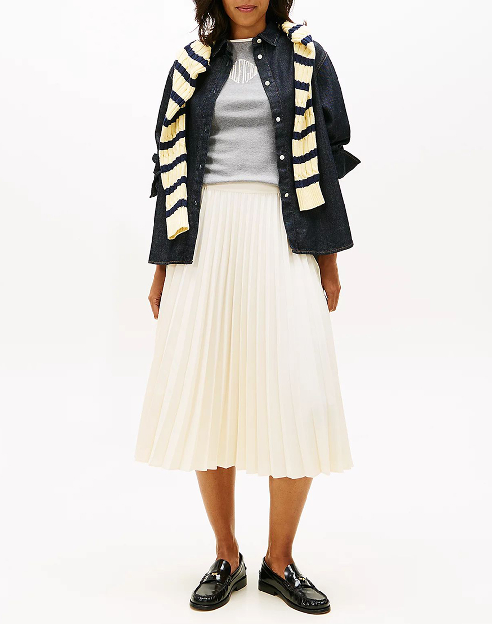 TOMMY HILFIGER FLUID PLEATED PULL ON MIDI SKIRT WW0WW48538-AEF Cream φωτογραφία