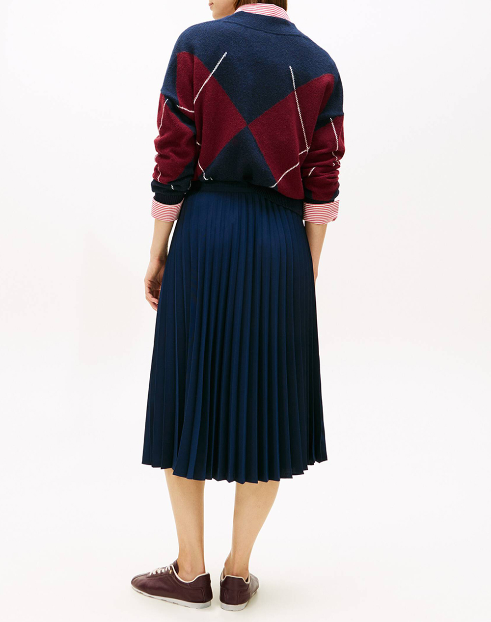 TOMMY HILFIGER FLUID PLEATED PULL ON MIDI SKIRT WW0WW48538-C1G DarkBlue φωτογραφία