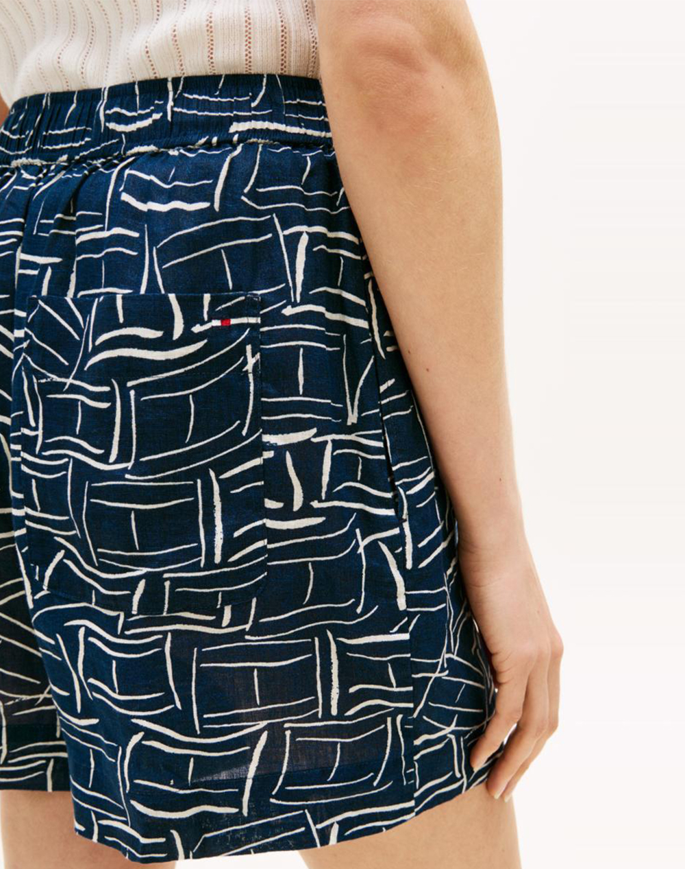 Tommy Hilfiger Ess Linen Pull On Short Ww0Ww49637-0Gy Navyblue Γυναικεία ρούχα Σορτς Βερμουδες Politikos Shop Πολιτικός