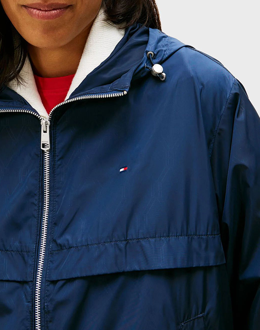 Tommy Hilfiger Nylon Flag Aop Windbreaker Ww0Ww48001-C1G Navyblue Γυναικεία ρούχα Πανωφορια μπουφάν Politikos Shop Πολιτικός