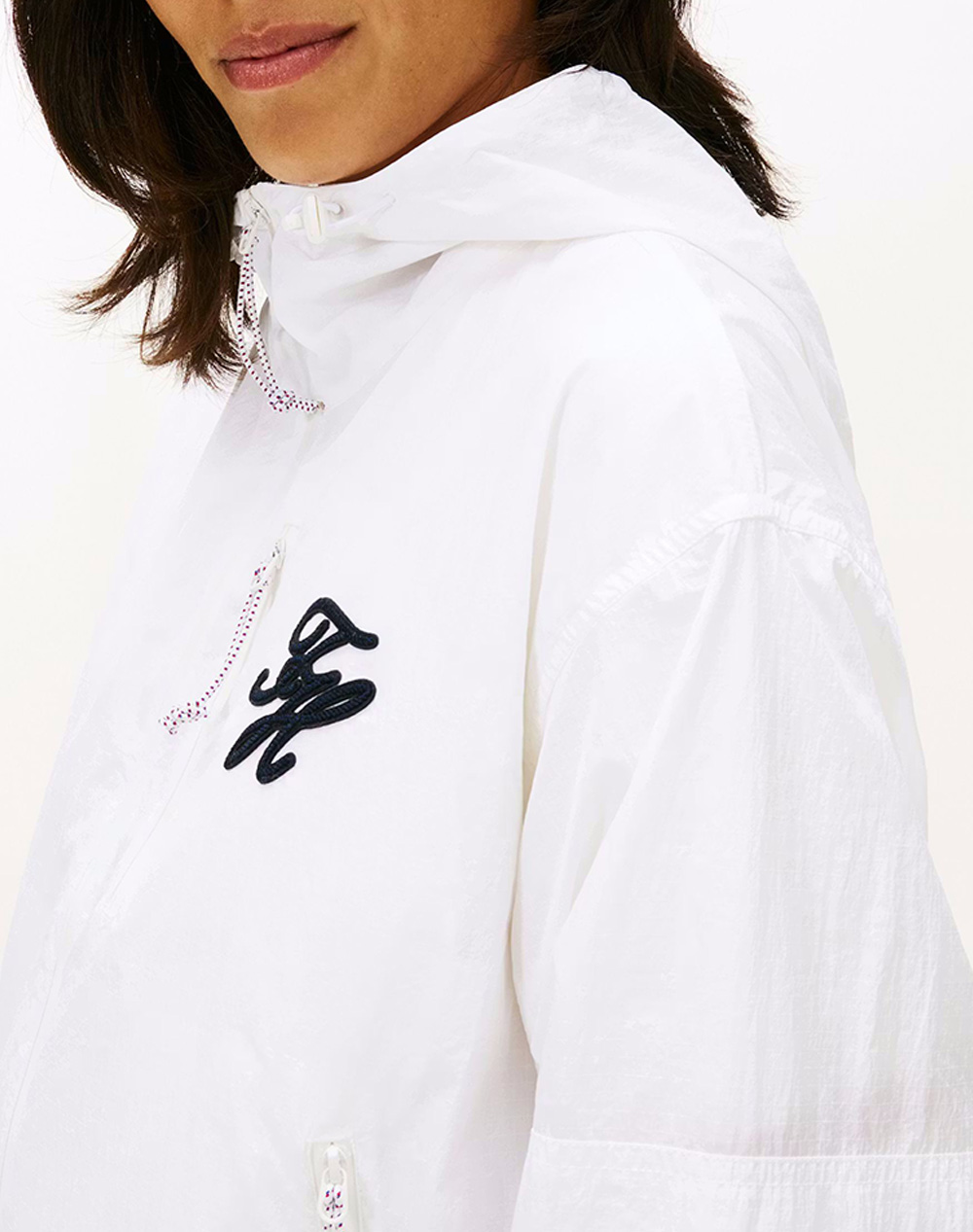 Tommy Hilfiger Rip Stop Nylon Th Windbreaker Ww0Ww47769-Ybl Offwhite Γυναικεία ρούχα Πανωφορια μπουφάν Politikos Shop Πολιτικός