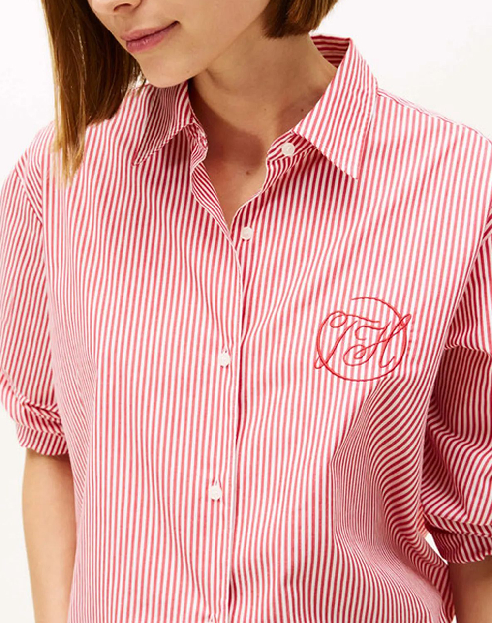 Tommy Hilfiger Cotton Easy Shirt Ww0Ww48190-0E7 Red Γυναικεία ρούχα πουκάμισα Politikos Shop Πολιτικός