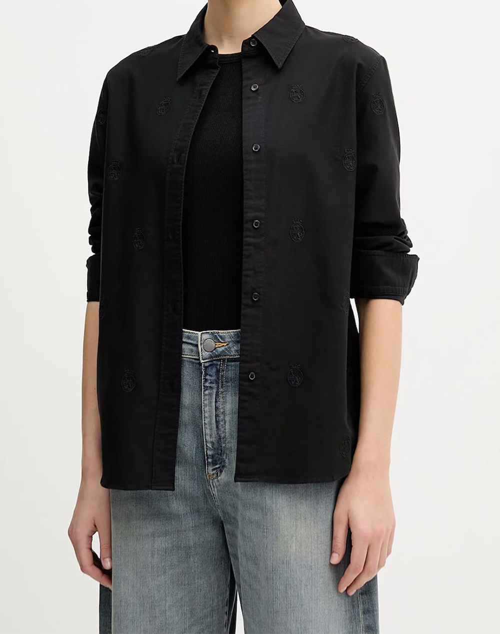 TOMMY HILFIGER OXFORD AOP RELAXED SHIRT WW0WW49386-BDS Black