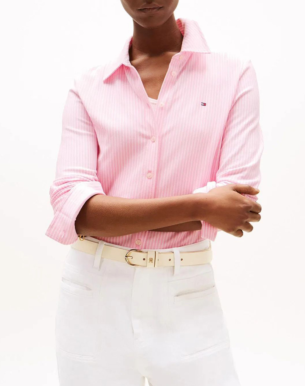 TOMMY HILFIGER 1985 SLIM PIQUE LS SHIRT WW0WW43528-0D7 LightPink