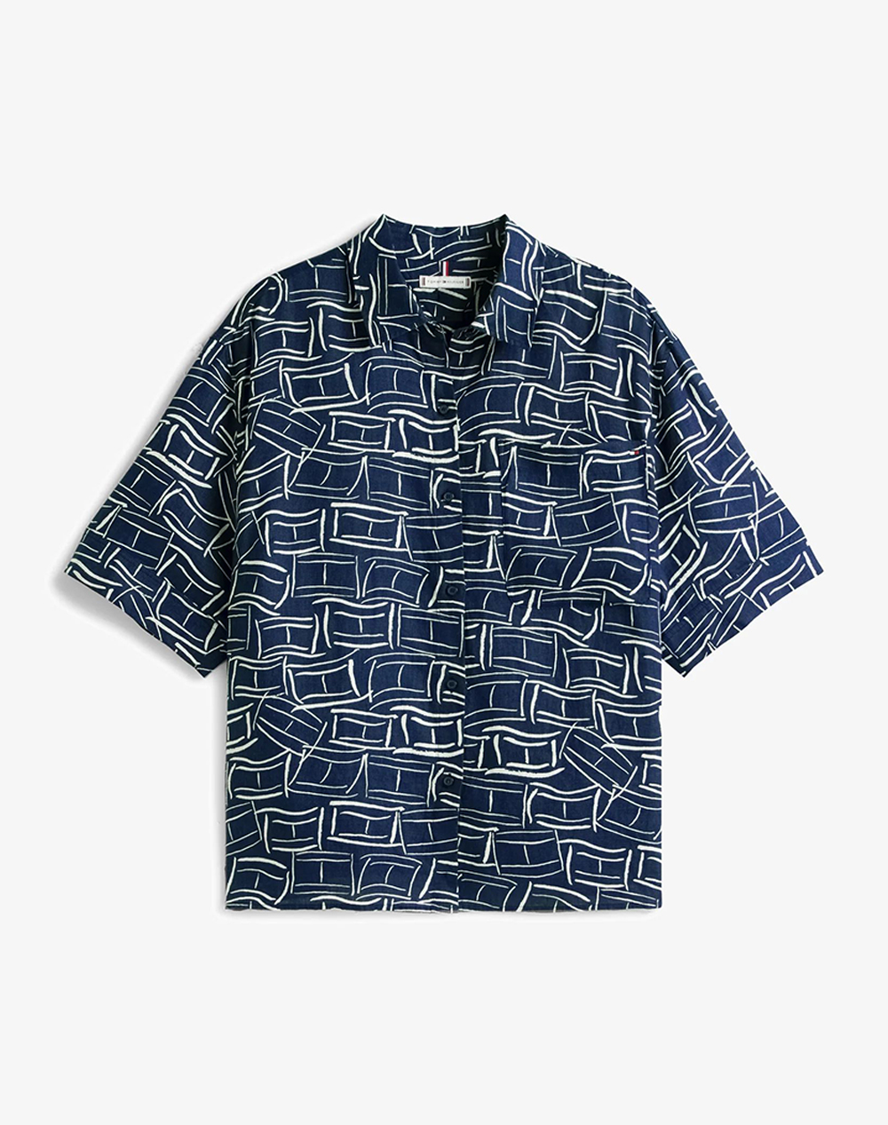 TOMMY HILFIGER ESS LINEN SS SHIRT WW0WW48925-0GY DarkBlue