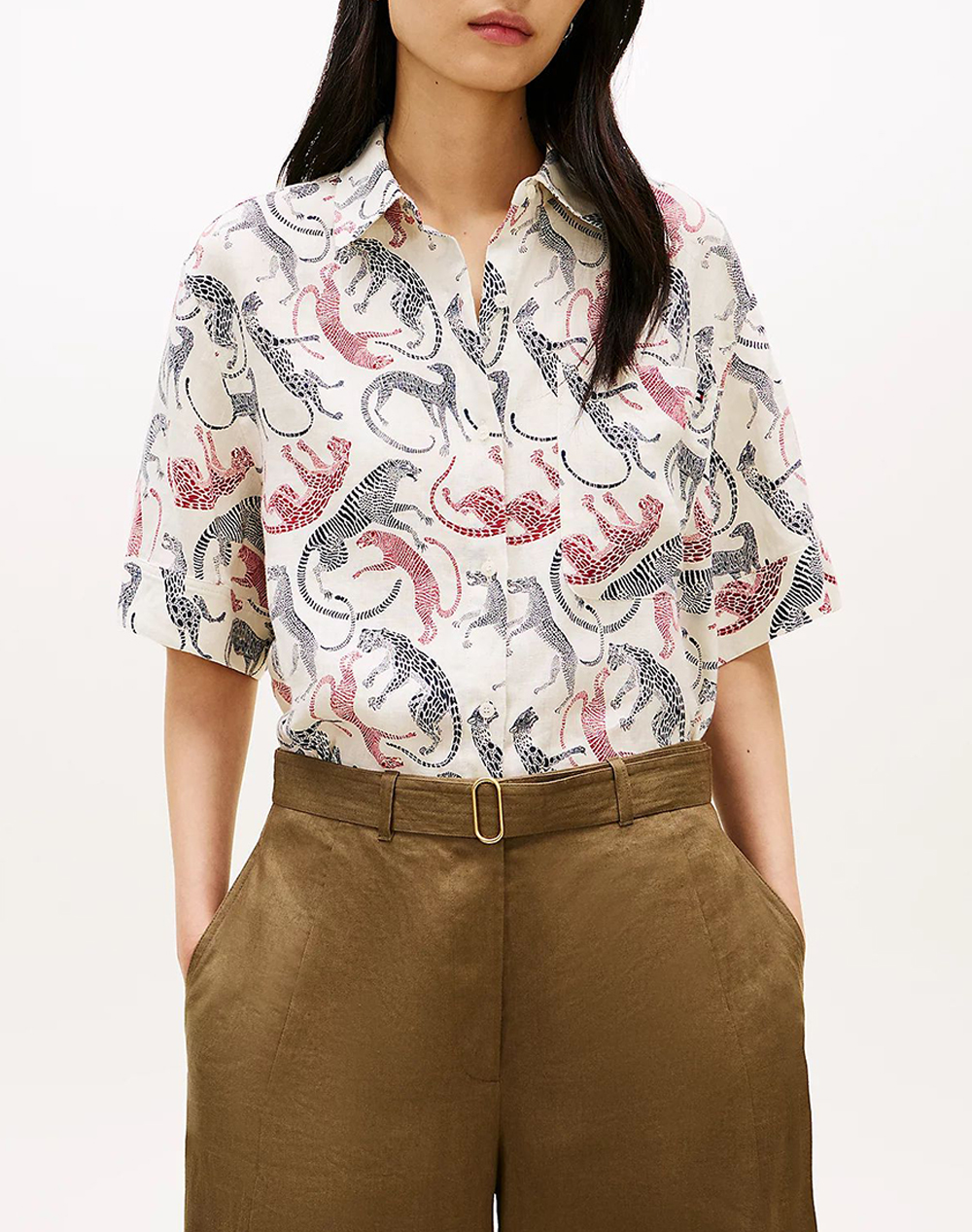 TOMMY HILFIGER ESS LINEN SS SHIRT WW0WW48925-0F6 Multi