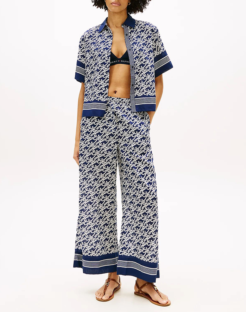 Tommy Hilfiger Swimshop Silk Voile Aop Shirt Ww0Ww49547-0Yf Navyblue Γυναικεία ρούχα πουκάμισα Politikos Shop Πολιτικός