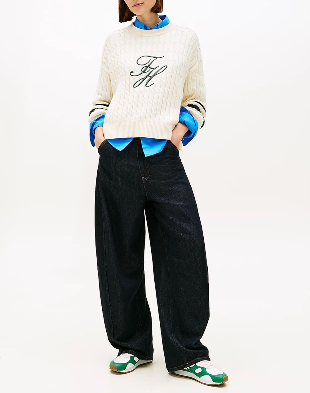 Tommy Hilfiger Textured Graphic C-Nk Ls Swt Ww0Ww47633-Aef Cream Γυναικεία ρούχα μπλούζες Πλεκτά Politikos Shop Πολιτικός