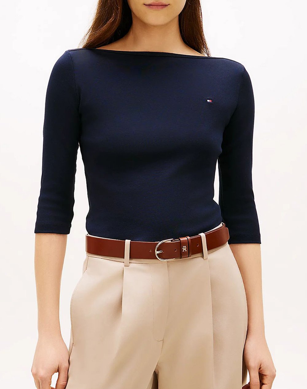 TOMMY HILFIGER NEW CODY SLIM BOAT-NK 3/4SLV WW0WW40589-02G DarkBlue