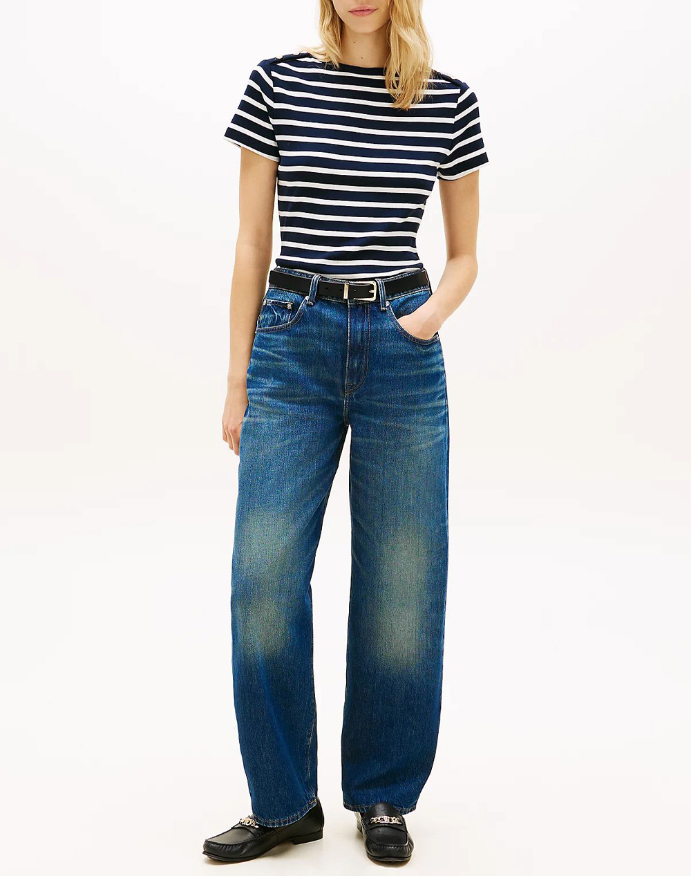 Tommy Hilfiger Gold Button Slim Ss Tee Ww0Ww49250-0X3 Mixed Γυναικεία ρούχα μπλούζες Τ-Shirt Politikos Shop Πολιτικός