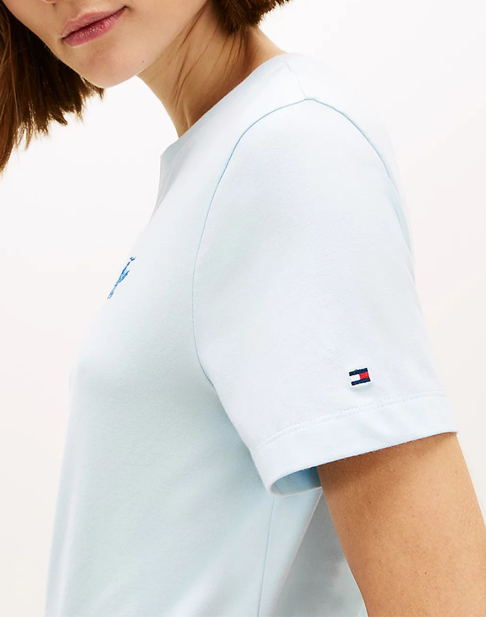 Tommy Hilfiger Th Script Reg C-Nk Ss Tee Ww0Ww48699-Cyr Lightblue Γυναικεία ρούχα μπλούζες Τ-Shirt Politikos Shop Πολιτικός