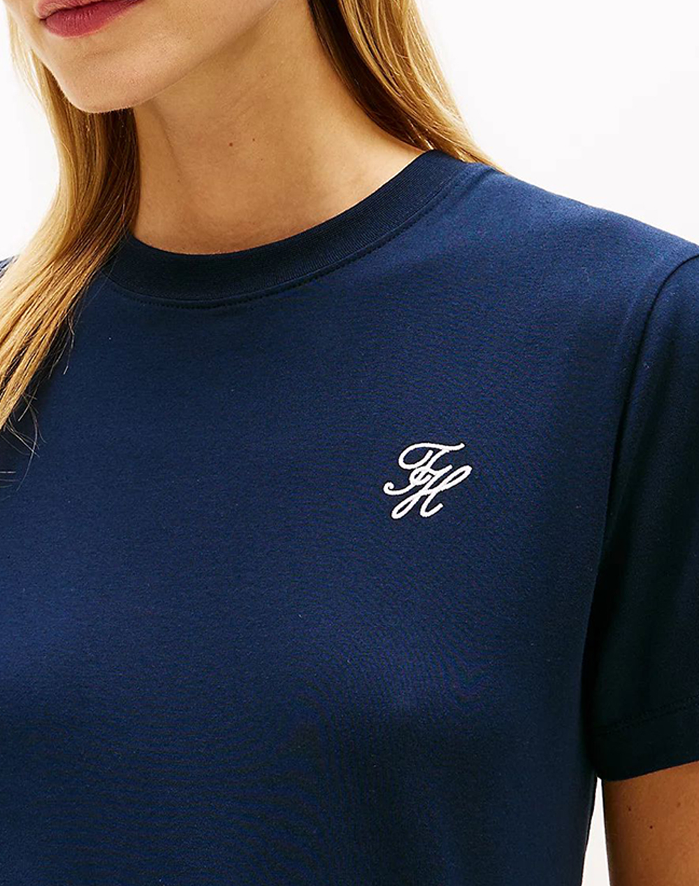 Tommy Hilfiger Th Script Reg C-Nk Ss Tee Ww0Ww48699-C1G Midnightblue Γυναικεία ρούχα μπλούζες Τ-Shirt Politikos Shop Πολιτικός