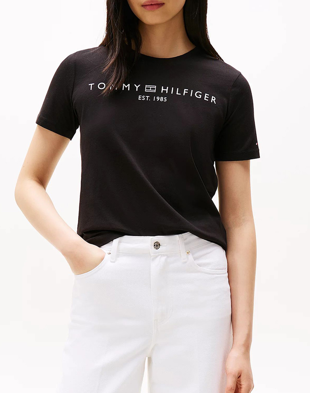 TOMMY HILFIGER REG CORP LOGO C-NK SS WW0WW40276-BDS Black