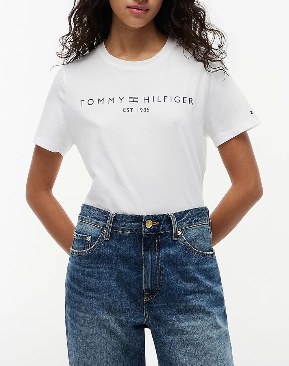 TOMMY HILFIGER REG CORP LOGO C-NK SS WW0WW40276-YCF White