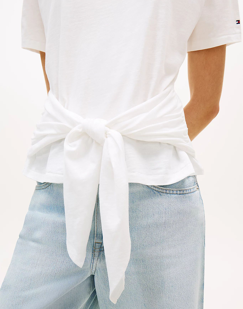 Tommy Hilfiger Co Slub Knot Ss Tee Ww0Ww49256-Ybl Ecru Γυναικεία ρούχα μπλούζες Τ-Shirt Politikos Shop Πολιτικός