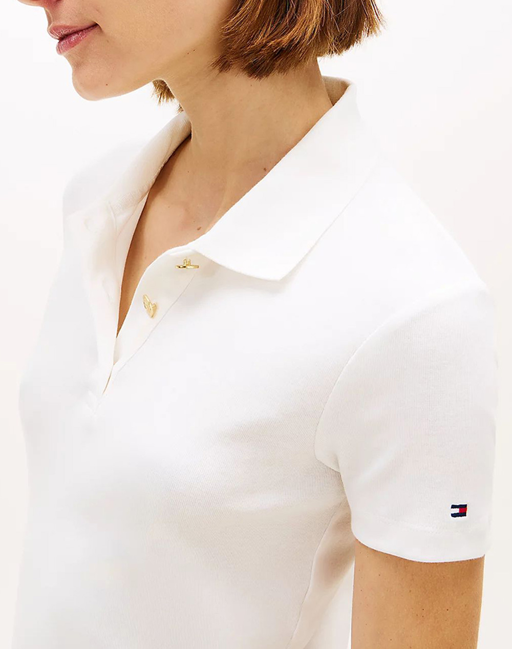 TOMMY HILFIGER GOLD BUTTON SLIM SS POLO WW0WW49252-YBL Ecru φωτογραφία