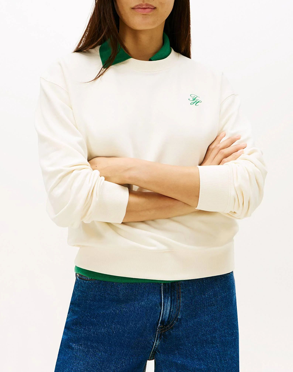 TOMMY HILFIGER TH SCRIPT REG TERRY SWTSHRT WW0WW49418-AEF Cream