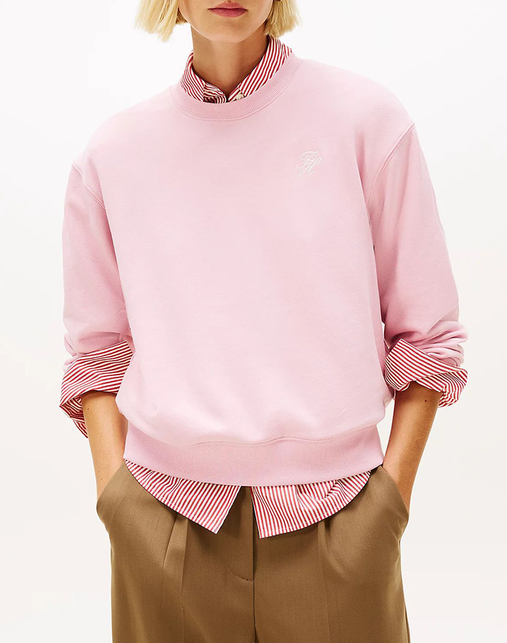 TOMMY HILFIGER TH SCRIPT REG TERRY SWTSHRT WW0WW49418-TPG LightPink