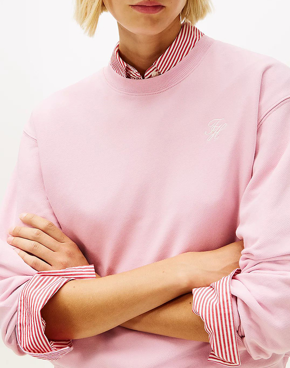 Tommy Hilfiger Th Script Reg Terry Swtshrt Ww0Ww49418-Tpg Lightpink Γυναικεία ρούχα μπλούζες φούτερ Politikos Shop Πολιτικός