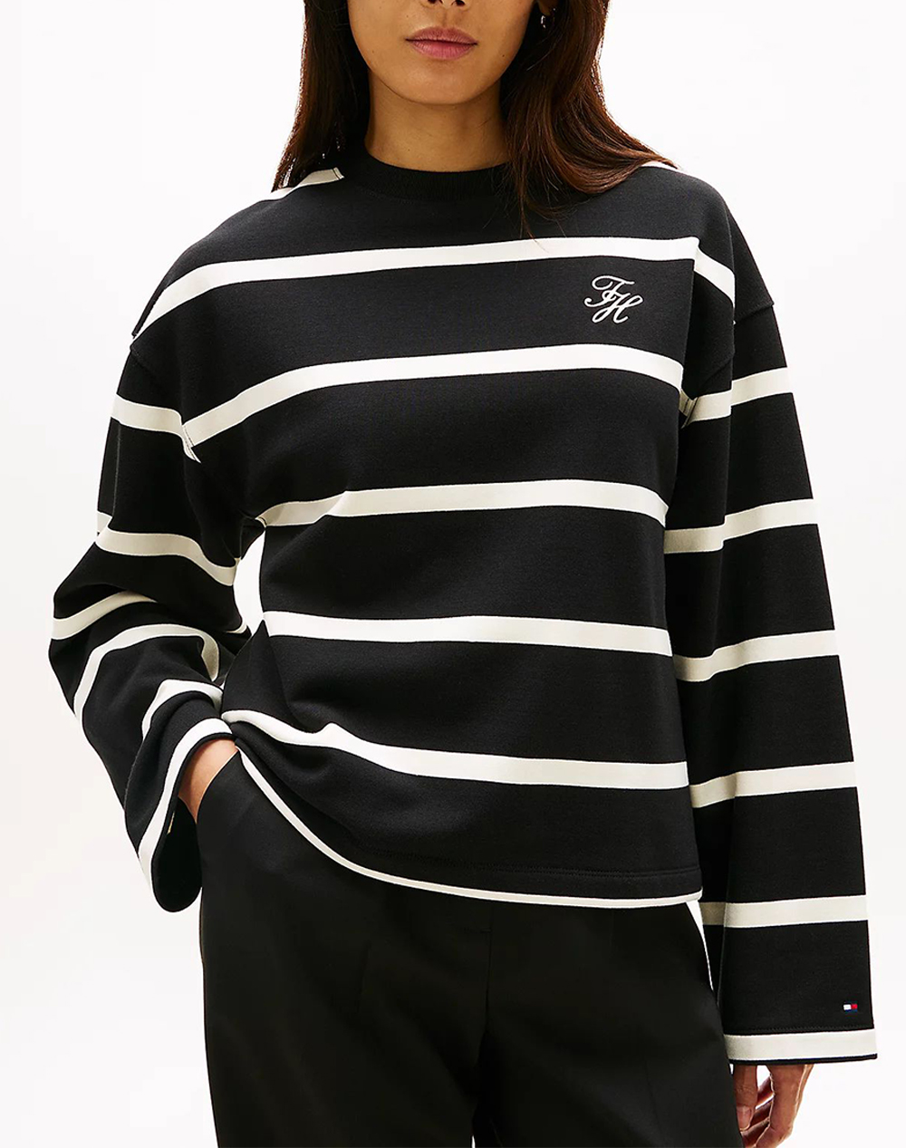 TOMMY HILFIGER TH SCRIPT MDRN TERRY SWTSHRT WW0WW48431-0AU Black