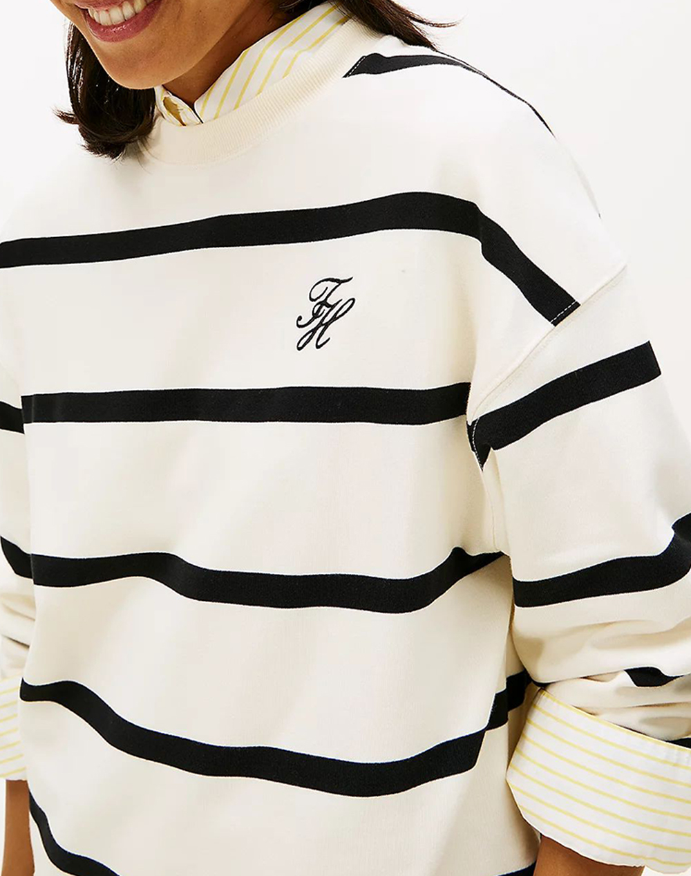 Tommy Hilfiger Th Script Mdrn Terry Swtshrt Ww0Ww48431-0Ab Cream Γυναικεία ρούχα μπλούζες φούτερ Politikos Shop Πολιτικός