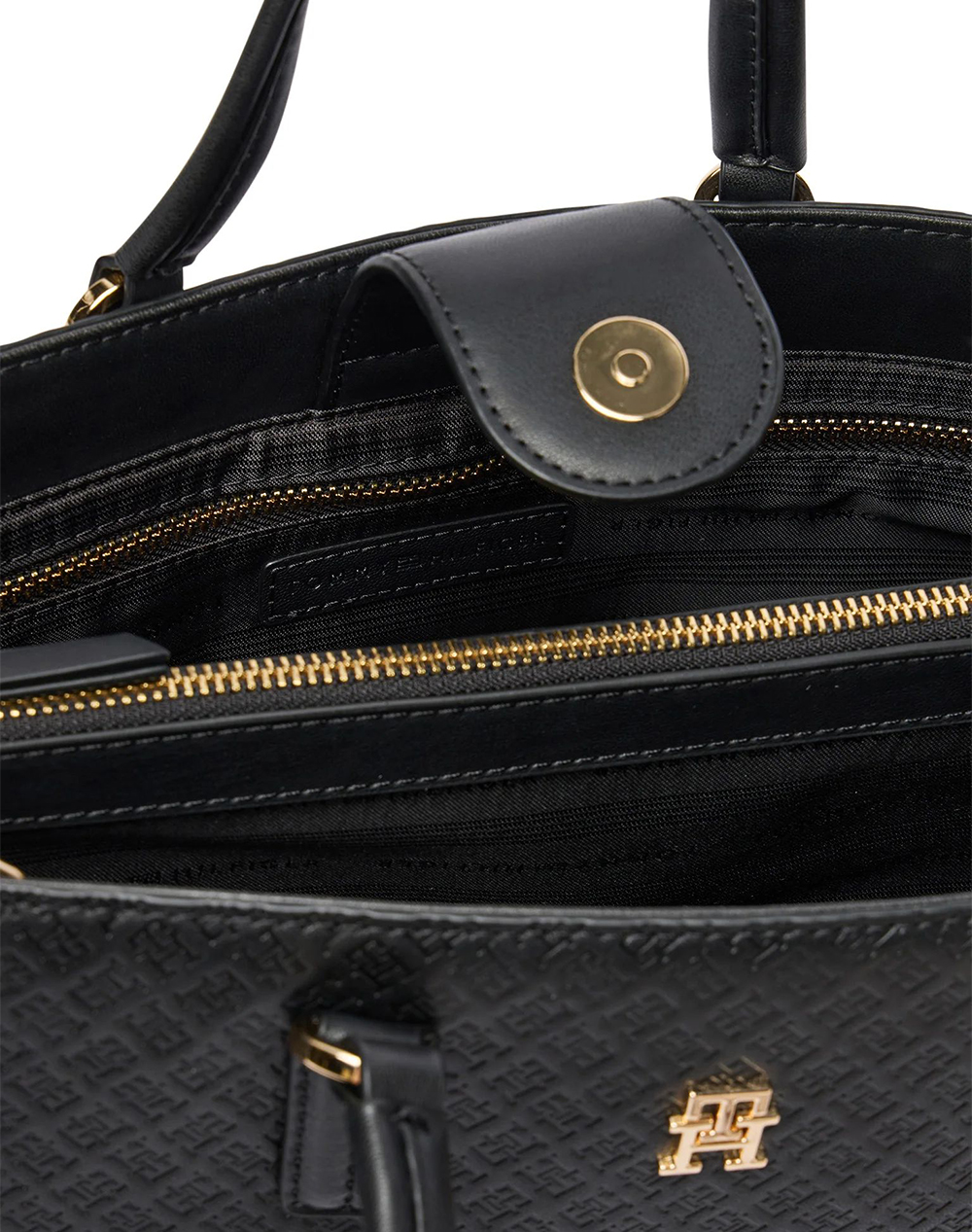 Tommy Hilfiger Th Daily Satchel Mono Aw0Aw18418-Bds Black Γυναικεία αξεσουάρ τσάντες Politikos Shop Πολιτικός
