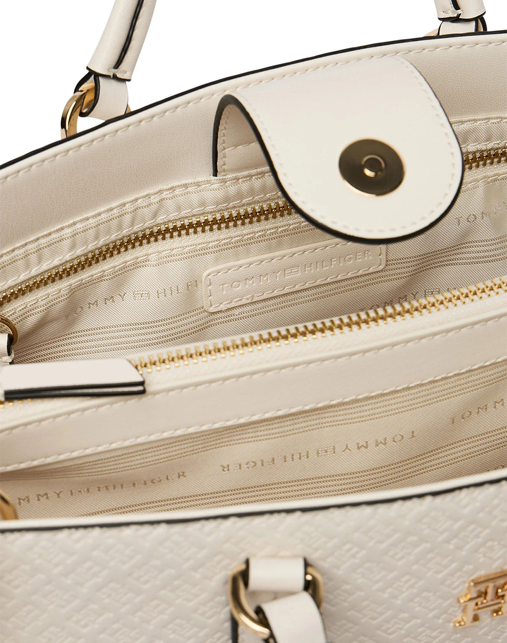 Tommy Hilfiger Th Daily Satchel Mono Aw0Aw18418-Aeo Ecru Γυναικεία αξεσουάρ τσάντες Politikos Shop Πολιτικός