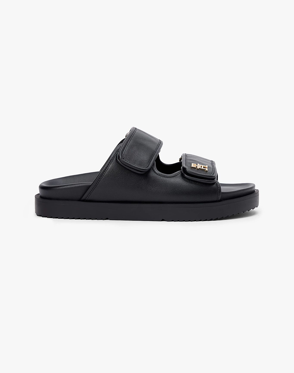TOMMY HILFIGER DOUBLE STRAP LEATHER SANDAL FW0FW09121-BDS Black