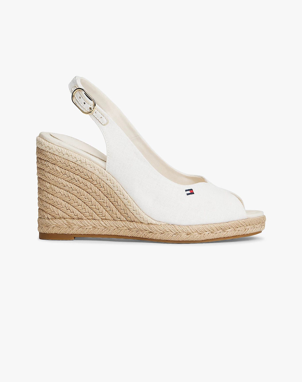 TOMMY HILFIGER FLAG HIGH WEDGE ESPAD SLINGBACK FW0FW09343-YBL Ecru