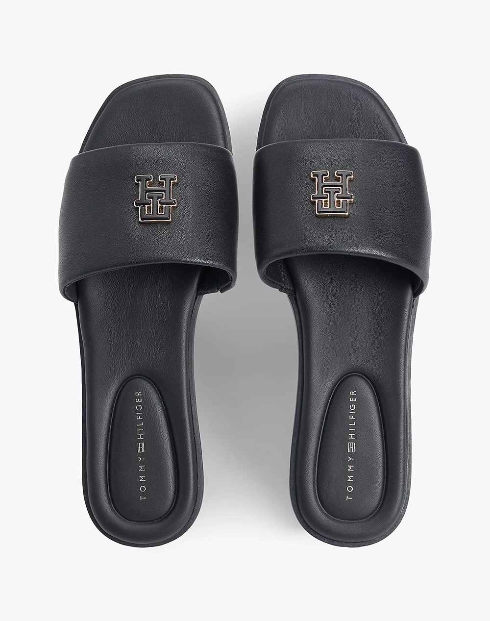 Tommy Hilfiger Th Logo Hardware Leather Mule Fw0Fw09292-Bds Black Γυναικεία παπούτσια Εσπαντριγιες Σανδαλια Politikos Shop Πολιτικός