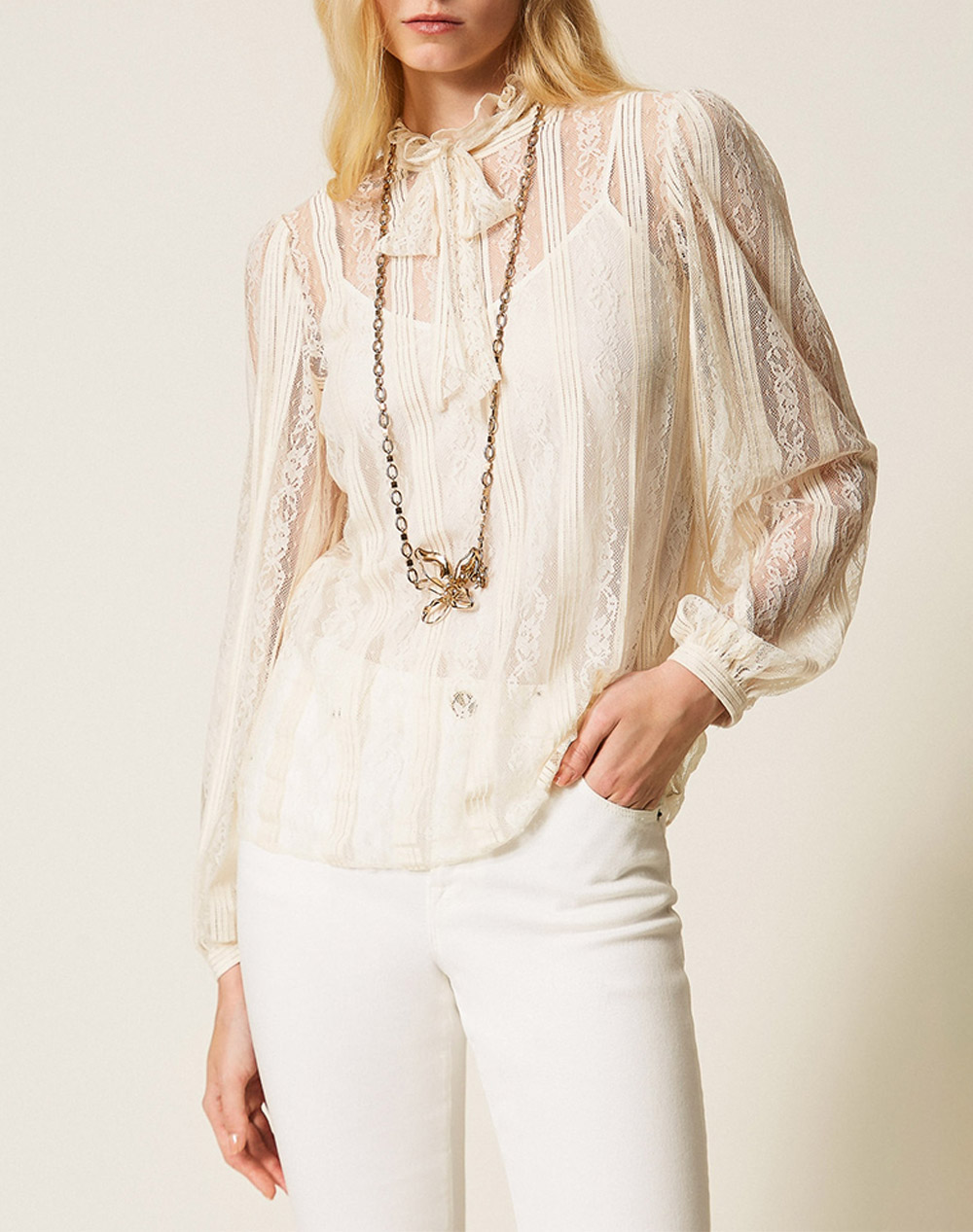 TWINSET ΜΠΛΟΥΖΑ 261TP2541-00059 Ecru