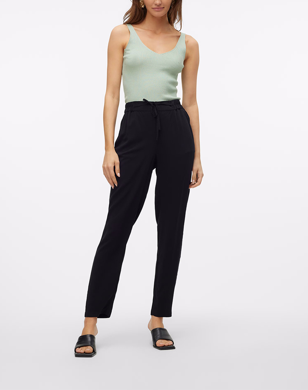 Vero Moda Vmeasy Joy Nw Loose Pants Wvn Ga 10302045-Black Black Γυναικεία ρούχα παντελόνια Υφασματινα Politikos Shop Πολιτικός