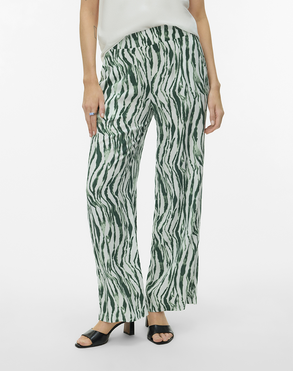 VERO MODA VMCHERIE MW PANTS WVN BTQ 10346074-Cloud DancerKEBRA Mixed