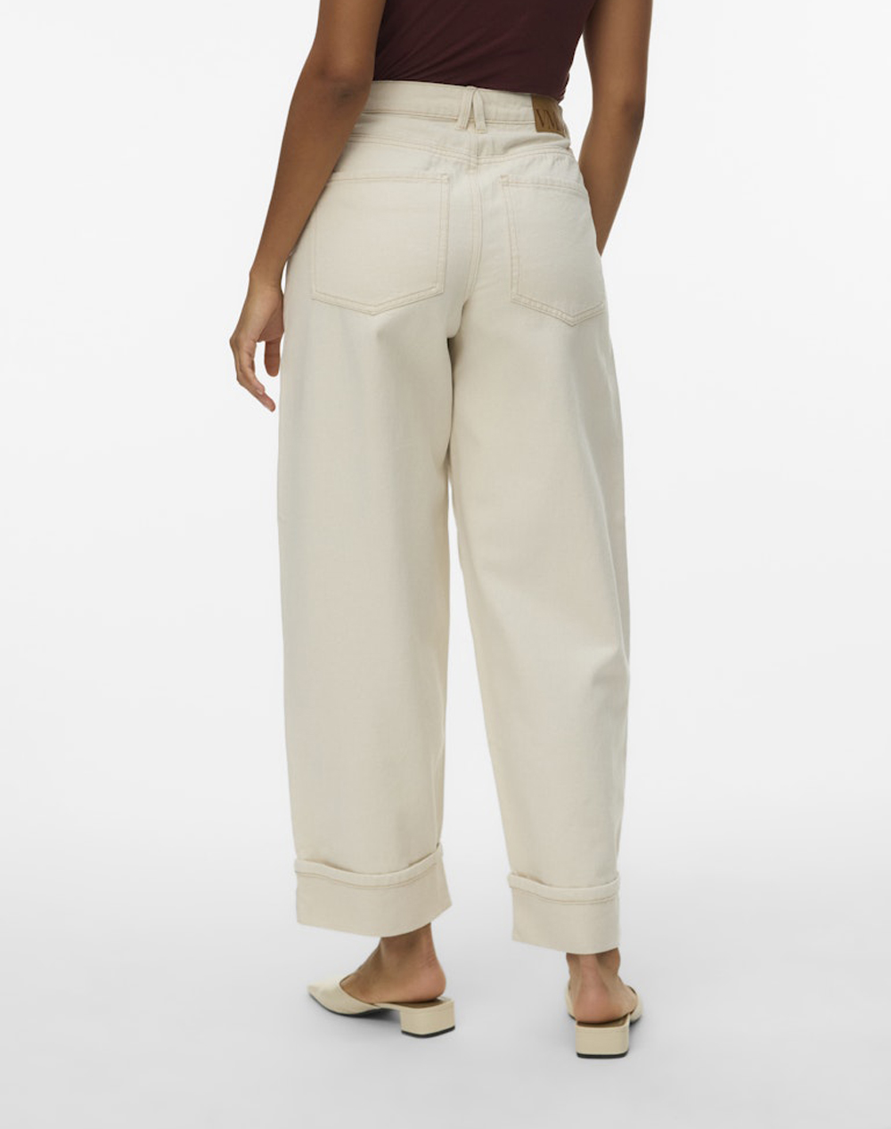 VERO MODA VERO MODA VMZELDA HR BARREL FOLD UP ECRU JEANS 10339347-ECRU Ecru - 2