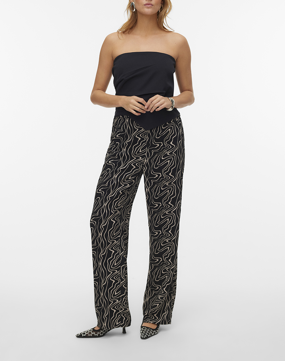 Vero Moda Vmeasy Joy Hw Wide Pants Wvn Ga 10297357-Blackdana Black Γυναικεία ρούχα παντελόνια Υφασματινα Politikos Shop Πολιτικός