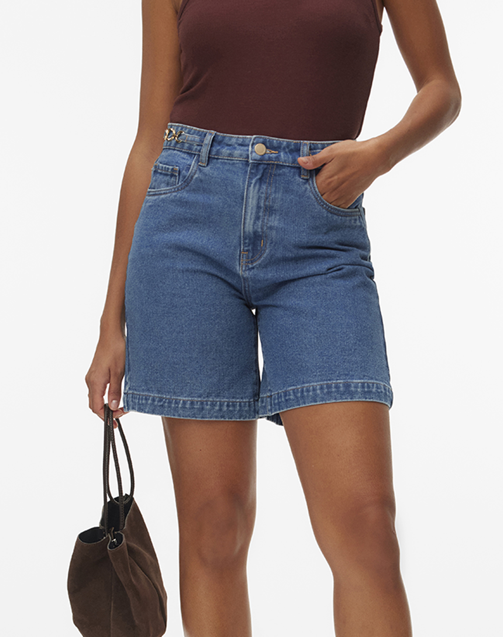VERO MODA VMKATHY HR BERMUDA SHORTS SI357 10344814-Medium Blue Denim DenimBlue