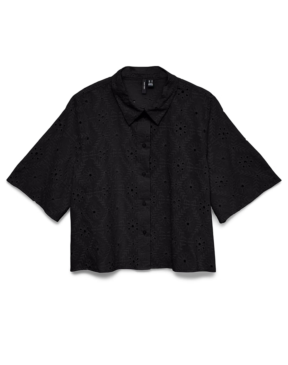 VERO MODA VMELIZA SHORT 2/4 SLEEVE SHIRT WVN NOOS 10342754-BLACK Black