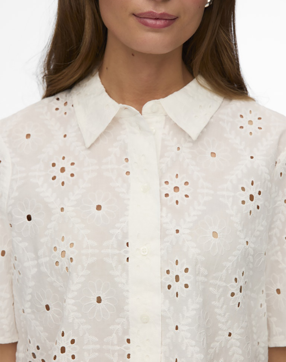 Vero Moda Vmeliza Short 2 4 Sleeve Shirt Wvn Noos 10342754-Snow White Offwhite Γυναικεία ρούχα πουκάμισα Politikos Shop Πολιτικός
