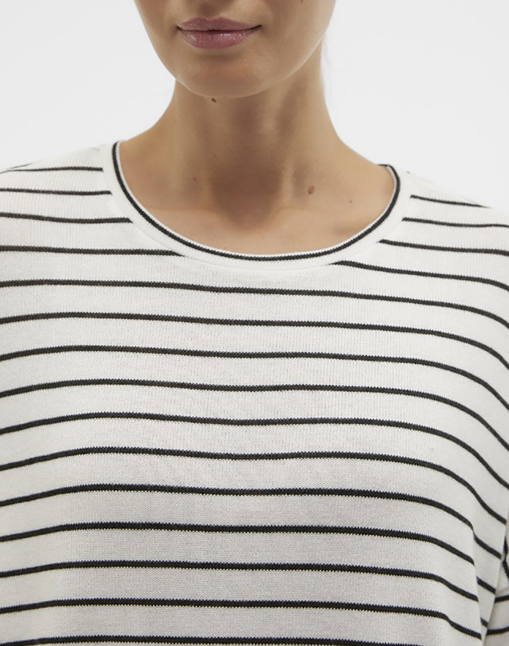 Vero Moda Vmbrianna 3 4 Pullover Boo Rep 10277858-Snow Whitewblack Mixed Γυναικεία ρούχα μπλούζες Πλεκτά Politikos Shop Πολιτικός