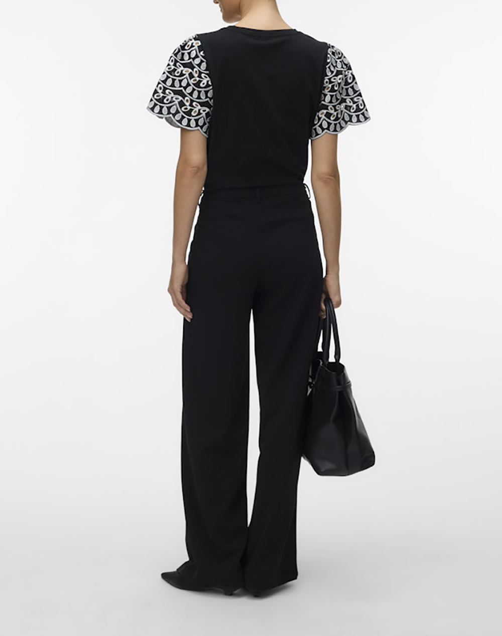 VERO MODA VERO MODA VMJASY S/S O-NECK TOP JRS BTQ 10343133-BlackSNOWWHITECONTRASTLACE JetBlack - 2