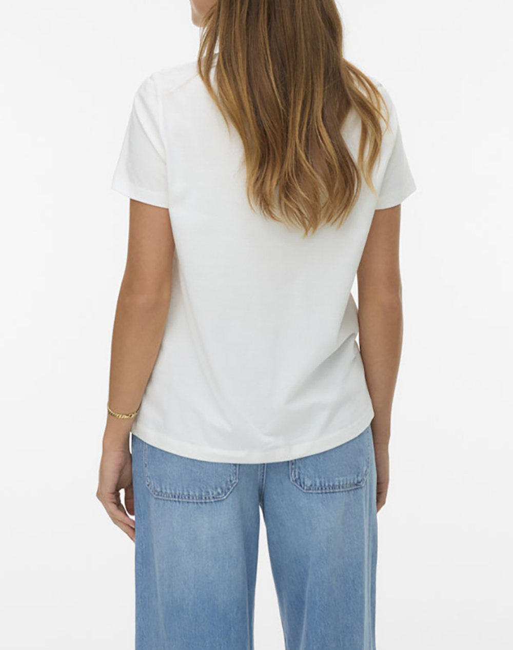 VERO MODA VERO MODA VMJAMAICA S/S T-SHIRT JRS BTQ 10341639-Snow WhiteLIPSRHINESTONES White - 2