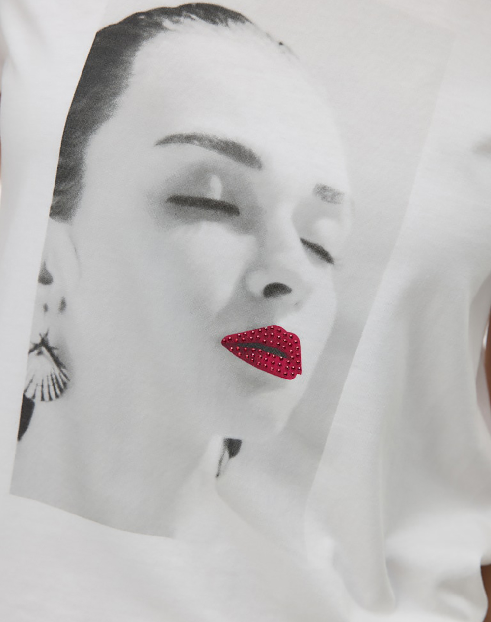 Vero Moda Vmjamaica S T-Shirt Jrs Btq 10341639-Snow Whitelipsrhinestones White Γυναικεία ρούχα μπλούζες Τ-Shirt Politikos Shop Πολιτικός