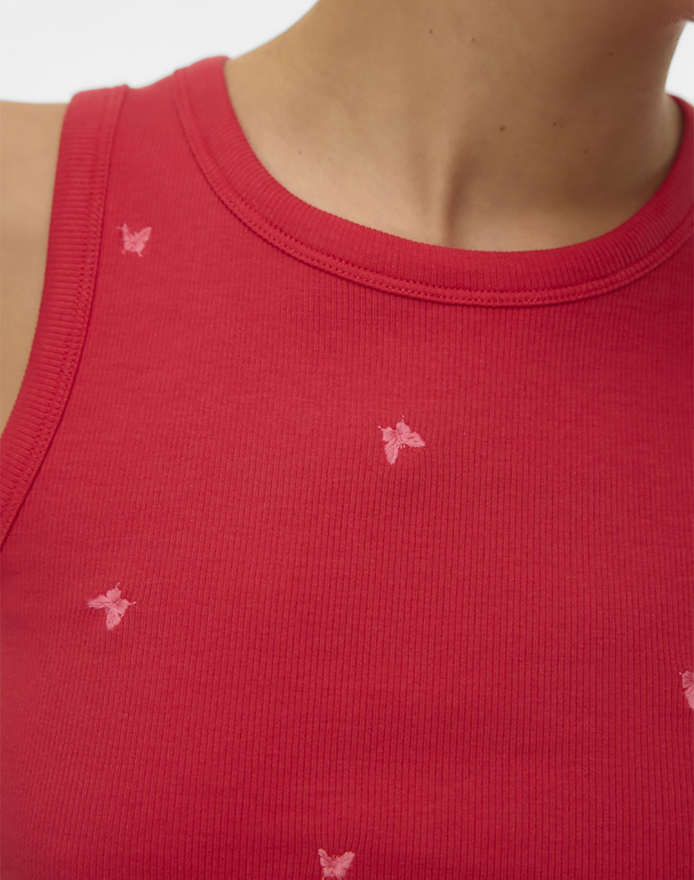 Vero Moda Vmnaja Tank Top Box Jrs 10341964-Poinsettiabutterfly Red Γυναικεία ρούχα μπλούζες Τοπ Κορμακια Politikos Shop Πολιτικός