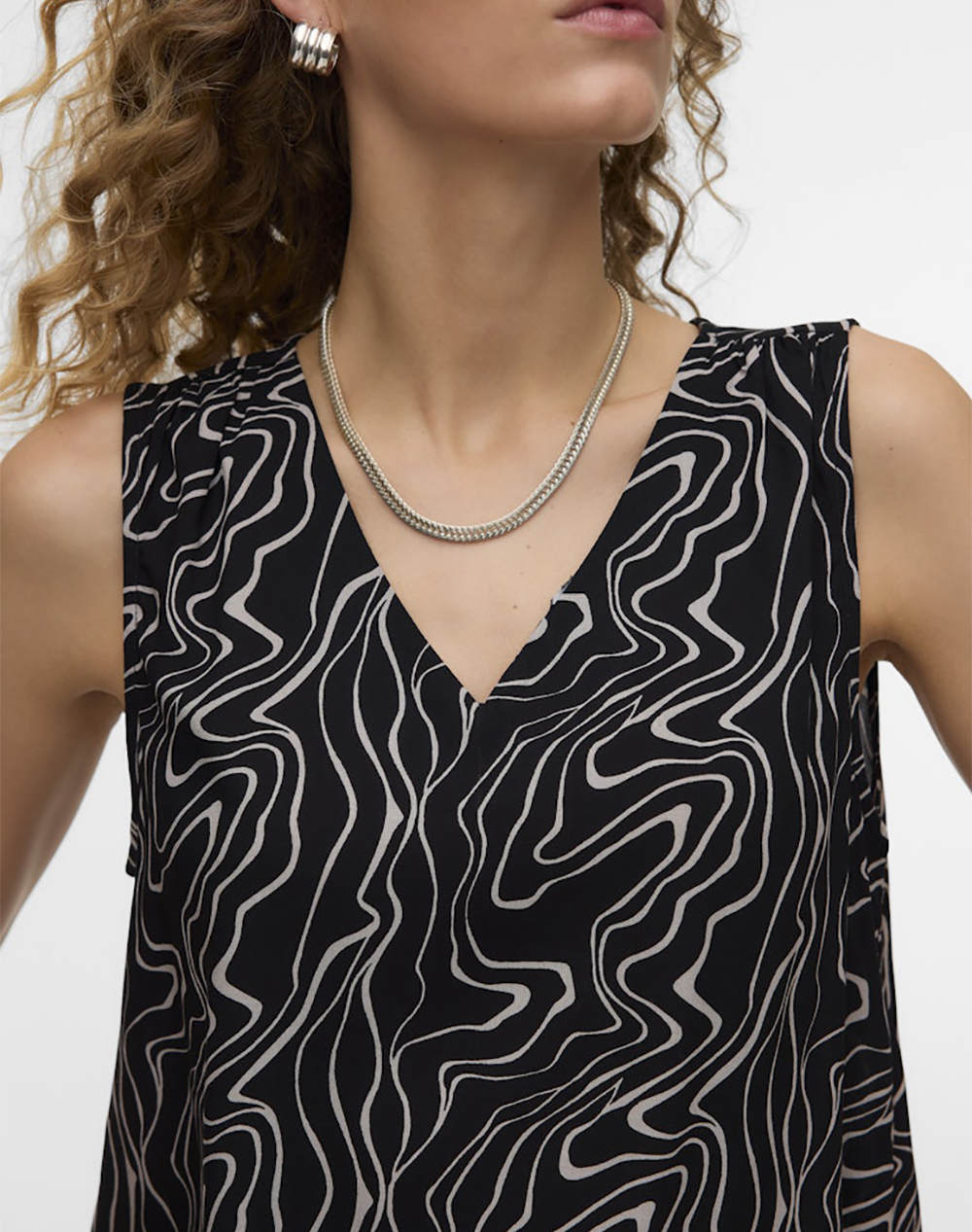 Vero Moda Vmeasy Joy S L V-Neck Top Wvn Ga 10301759-Blackdana Jetblack Γυναικεία ρούχα μπλούζες Τοπ Κορμακια Politikos Shop Πολιτικός