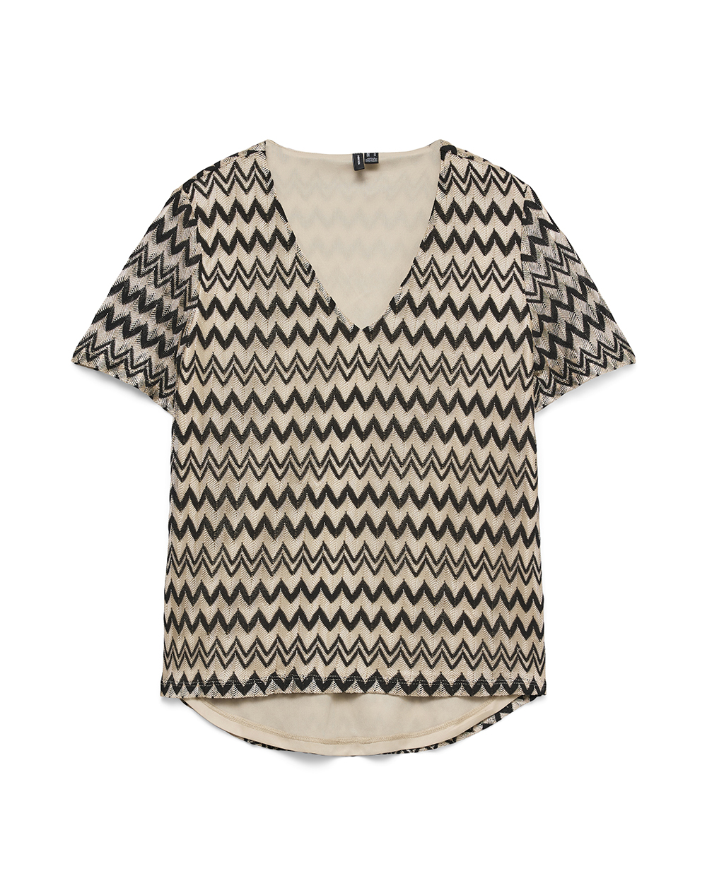 VERO MODA VMVIOLA SS V-NECK TOP JRS 10344300-BlackCement Biege