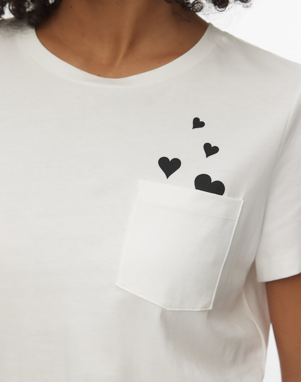 Vero Moda Vmkarma S O-Neck T-Shirt Jrs Btq 10345912-Snow Whitehearts Pocket White Γυναικεία ρούχα μπλούζες Τ-Shirt Politikos Shop Πολιτικός