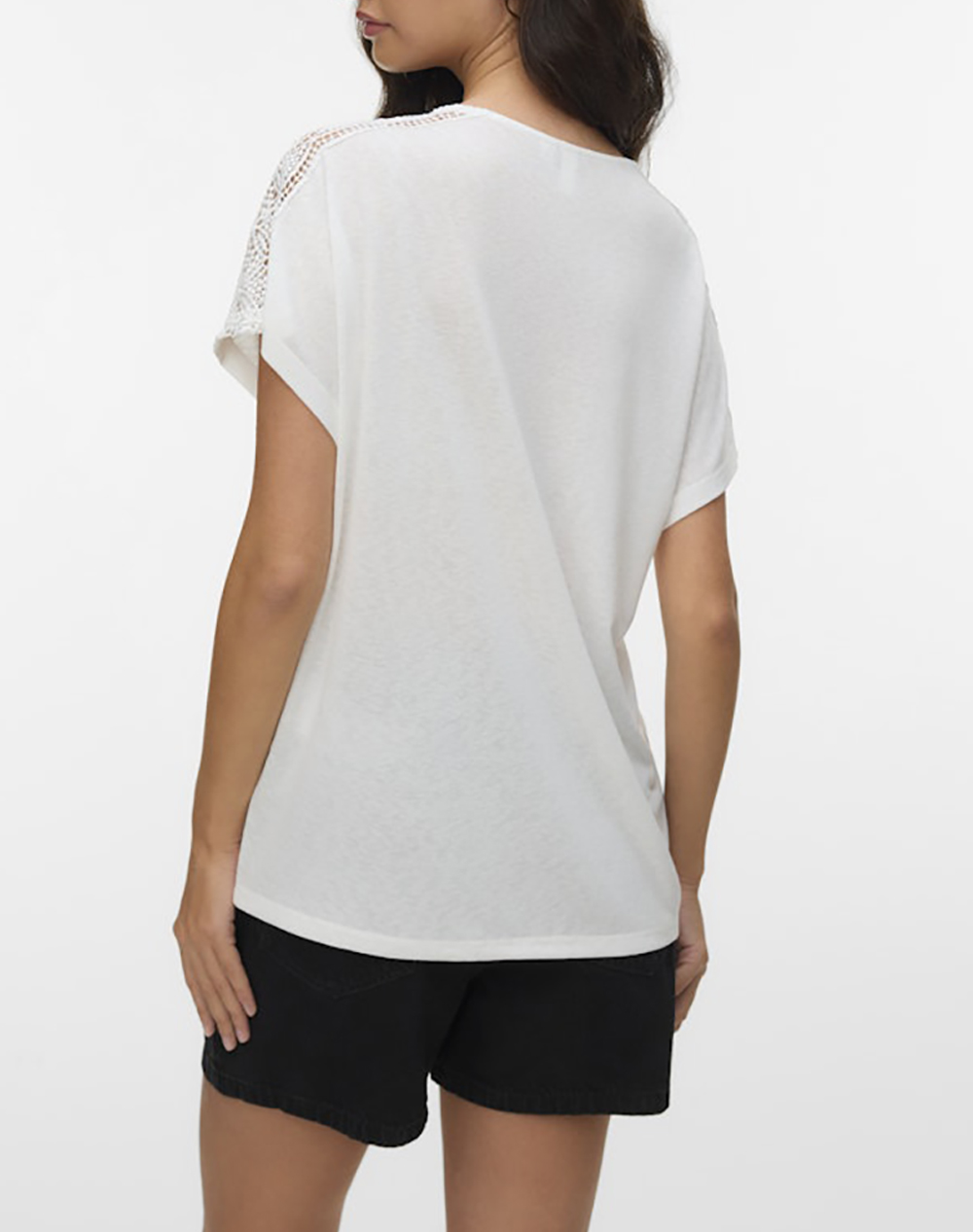 VERO MODA VERO MODA VMKELIA S/S V-NECK TOP JRS BTQ 10346153-Snow WhiteSNOWWHITELACE White - 2