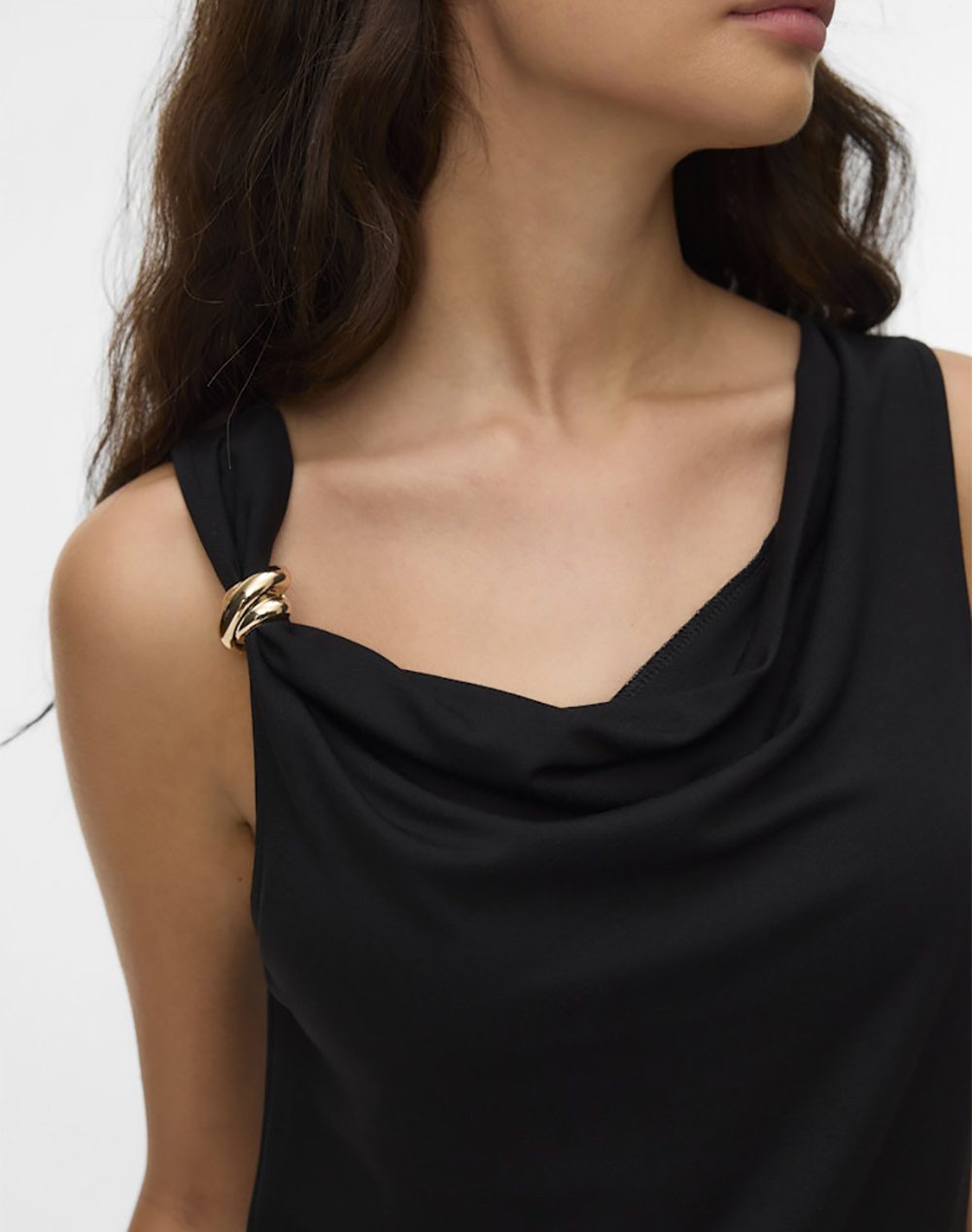 Vero Moda Vmcarly Sl Buckle Top Jrs 10344389-Black Black Γυναικεία ρούχα μπλούζες Τοπ Κορμακια Politikos Shop Πολιτικός