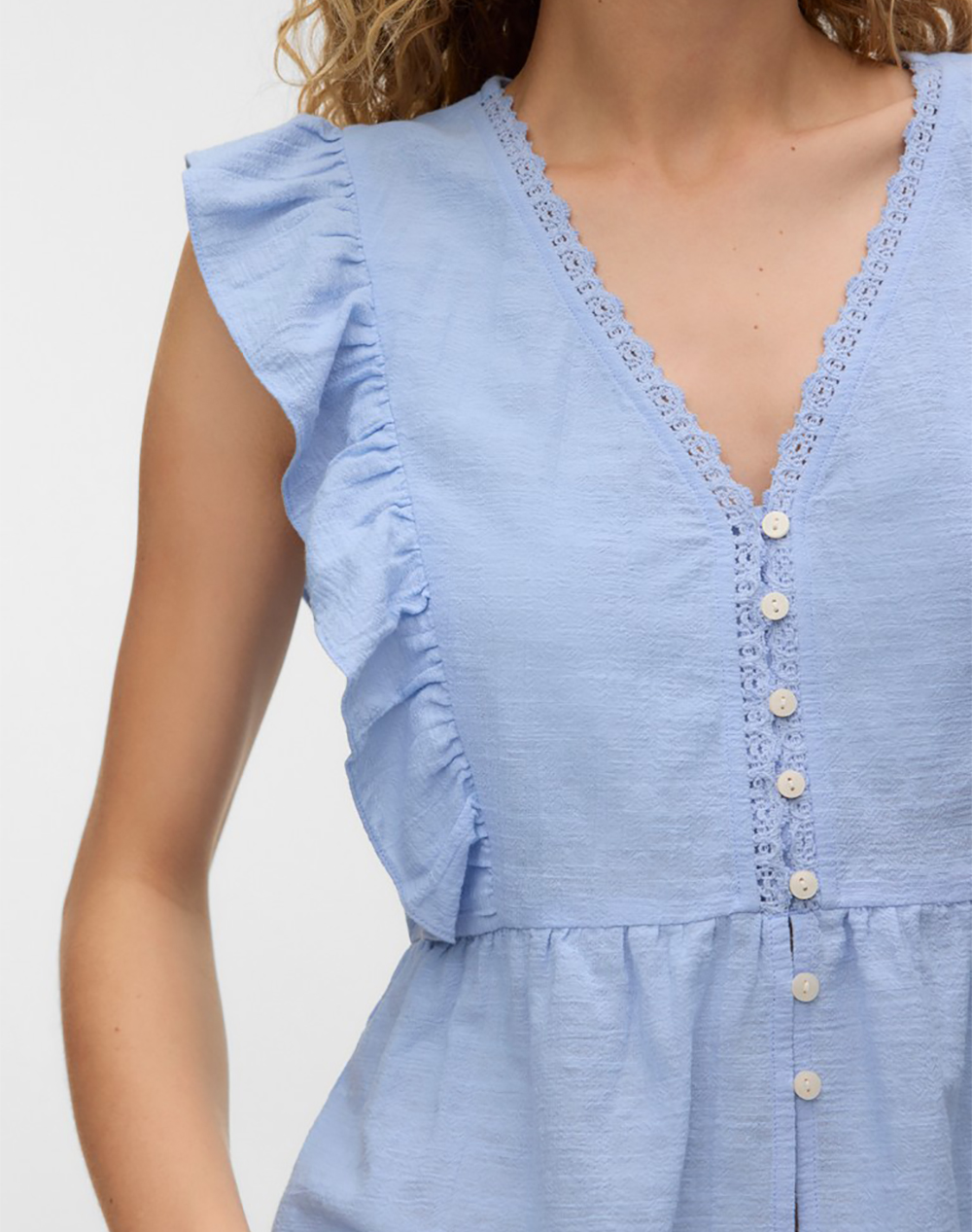 Vero Moda Vmvido Sl Tape Top Wvn 10347458-Brunnera Blue Γυναικεία ρούχα μπλούζες Τοπ Κορμακια Politikos Shop Πολιτικός