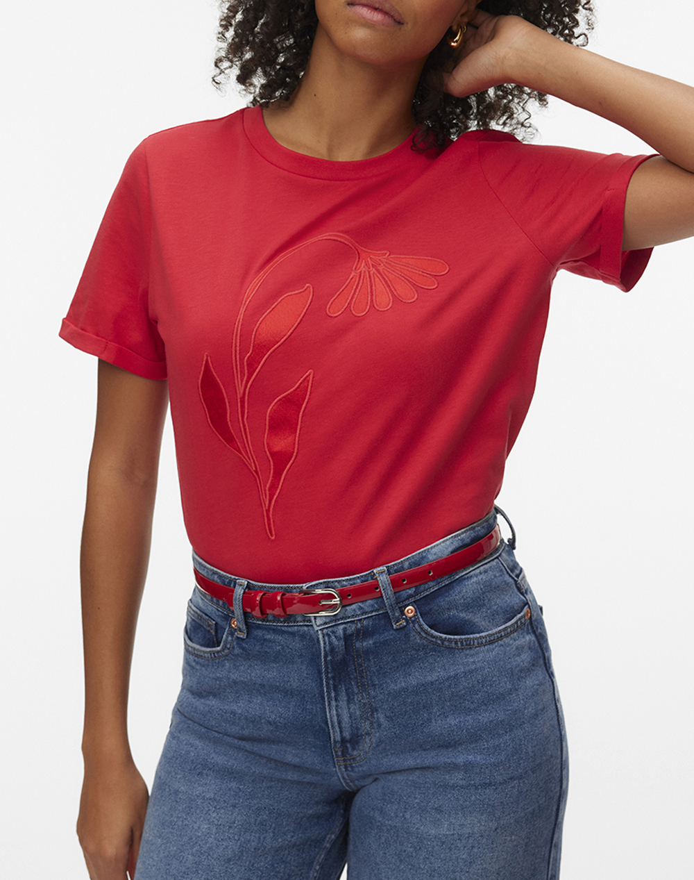 VERO MODA VMMAJA PAULINA SS TOP BOX JRS 10343557-Poinsettia1FLOWER Red